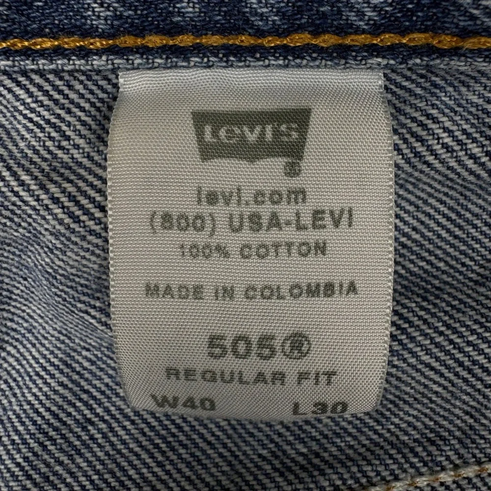 Levis 505 Regular Fit Jeans Mens 40x30 Medium Wash Blue Denim Straight Leg 40605